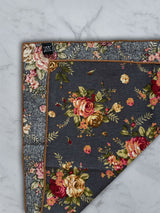 Charcoal Linen Floral Pocket Square